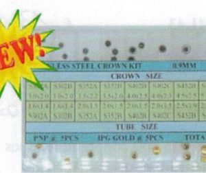 ASSORTIMENTO 90 CORONE IMPERMEABILI IN ACCIAIO METÀ DORATE E METÀ CROMATE PASSO 0,90 MM TUBO 1 6 - 2 - 2,5 MM - SML51